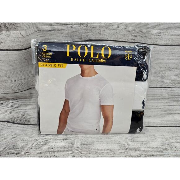 Polo Ralph Lauren White,navy,blk Classic Fit Crew-Neck 3 Pack T-Shirts 2XL XXL - Picture 1 of 5
